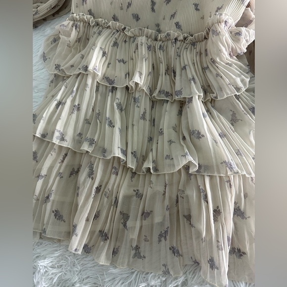 GANNI‎ georgette Tiered Pleated mini dress Sz 34 - Picture 4 of 5